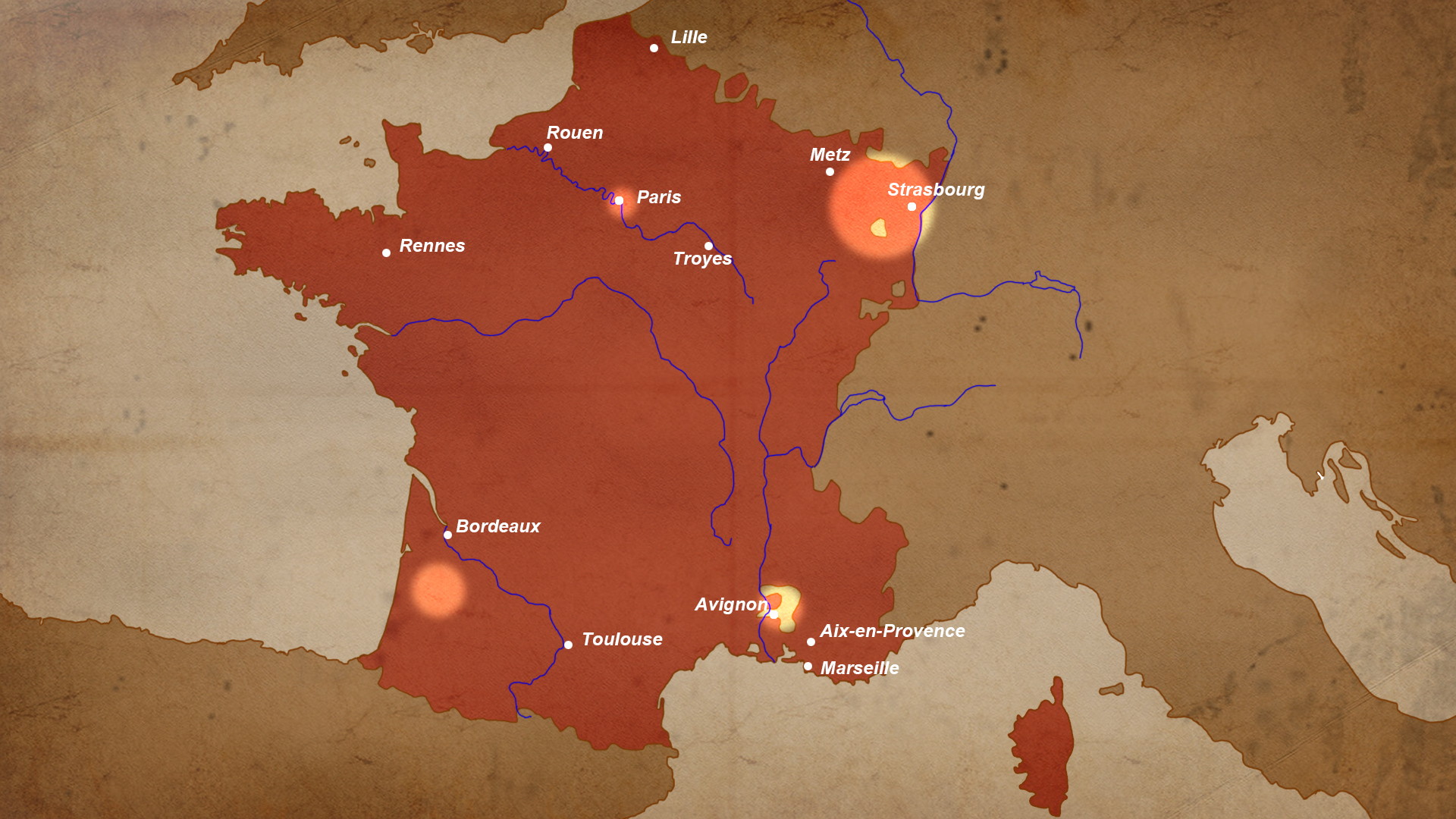 Carte – Pôles de communautés juives dans la France d’avant 1789