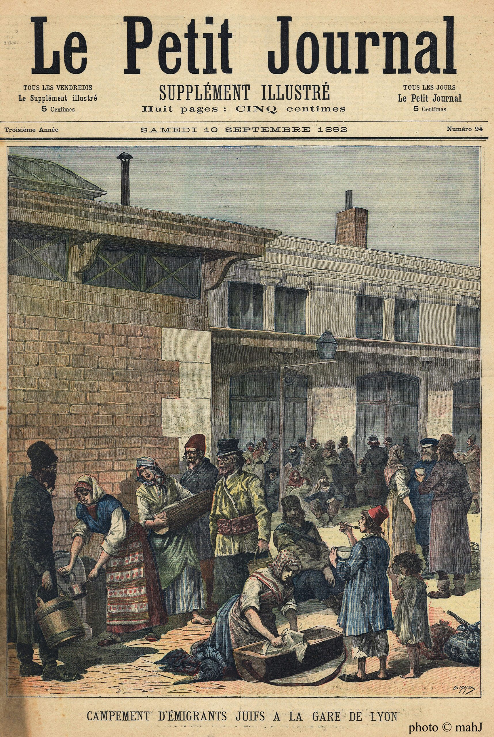 Campement d’émigrants juifs à la gare de Lyon, le 10 septembre 1892 Henri Meyer, dit aussi REYEM (1844-1899)