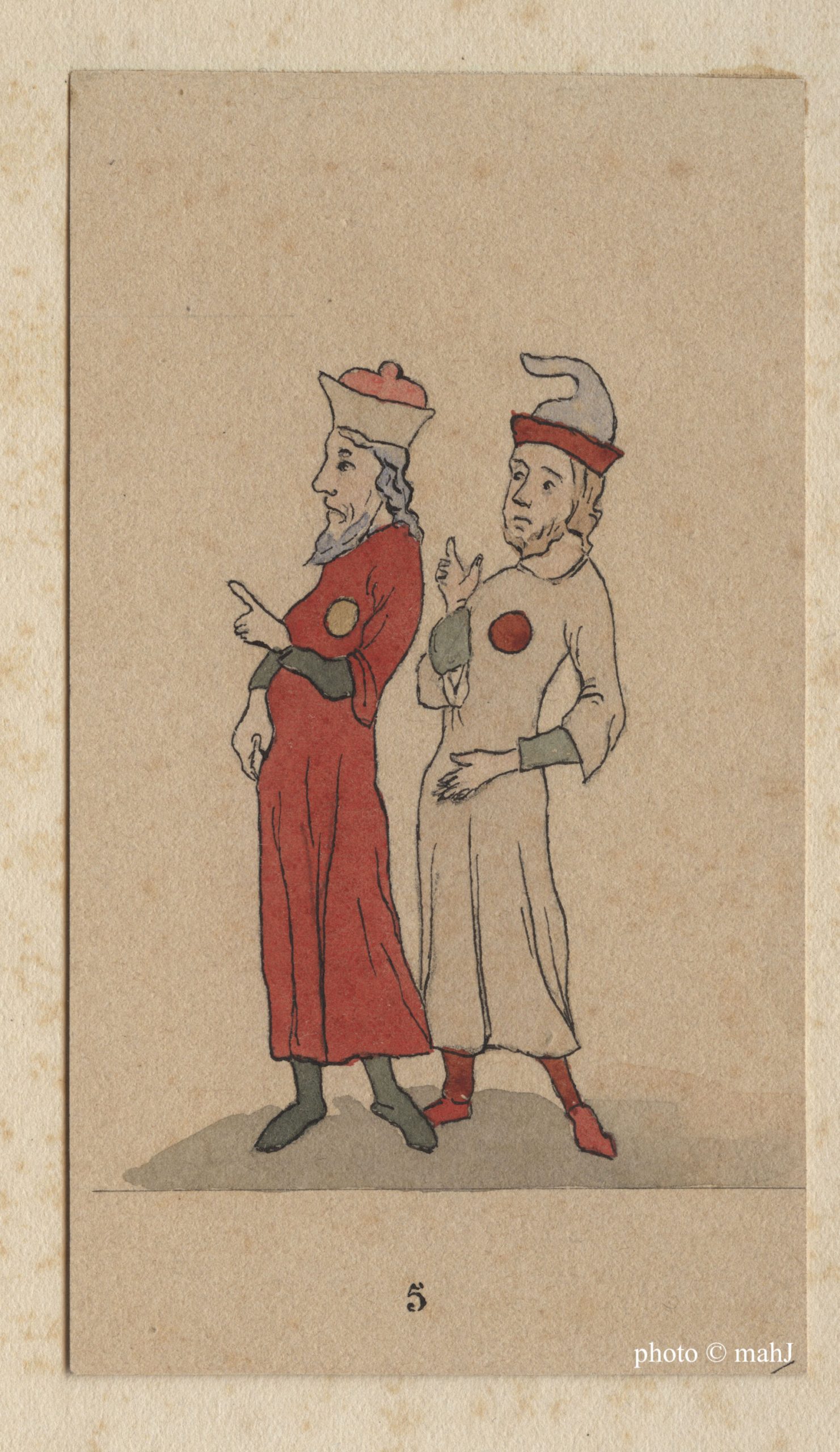 Copie d’une miniature médiévale portant le titre de « Lépreux et juifs »