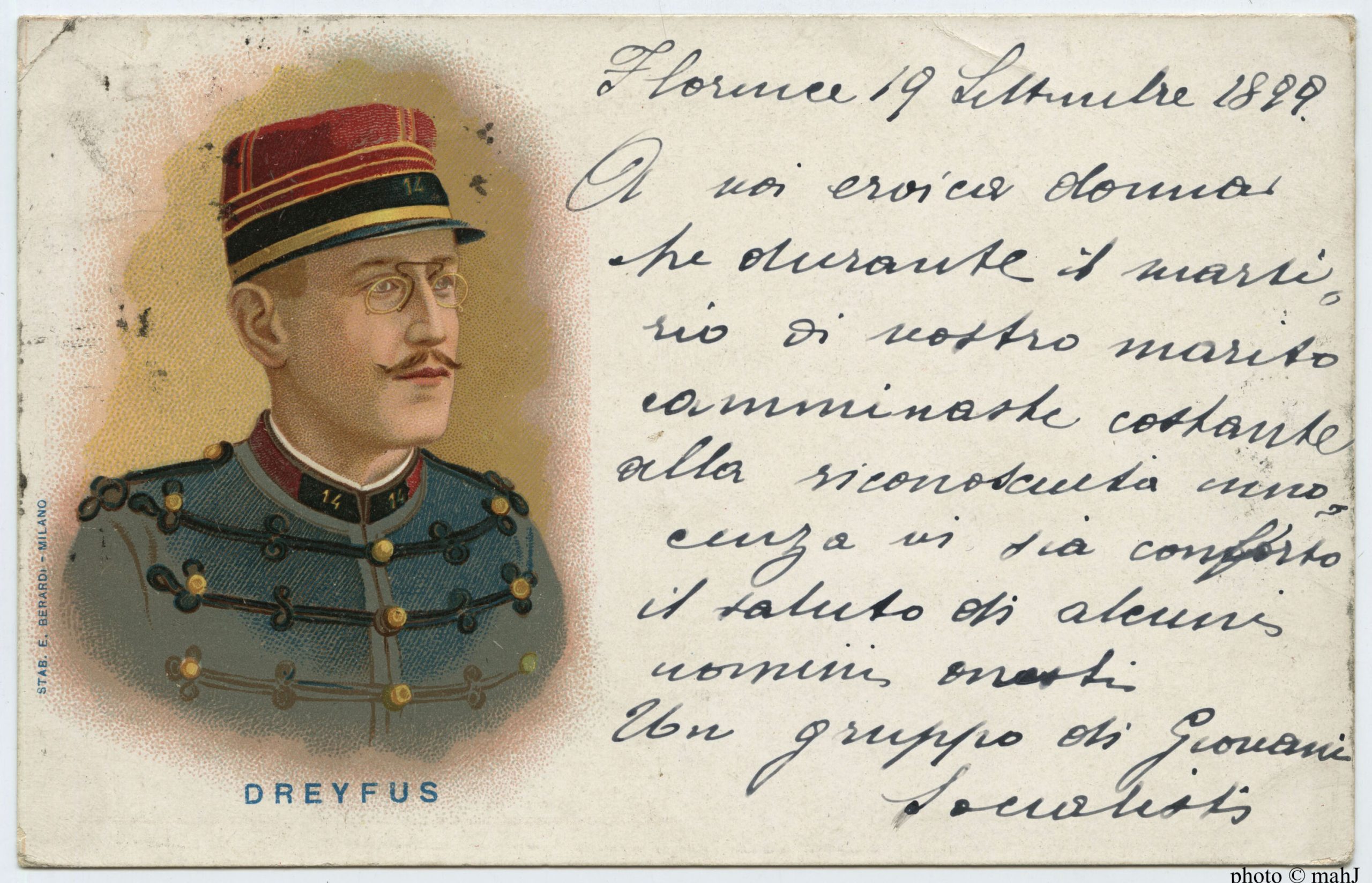 Mot de soutien (Italie) à Alfred Dreyfus en 1899