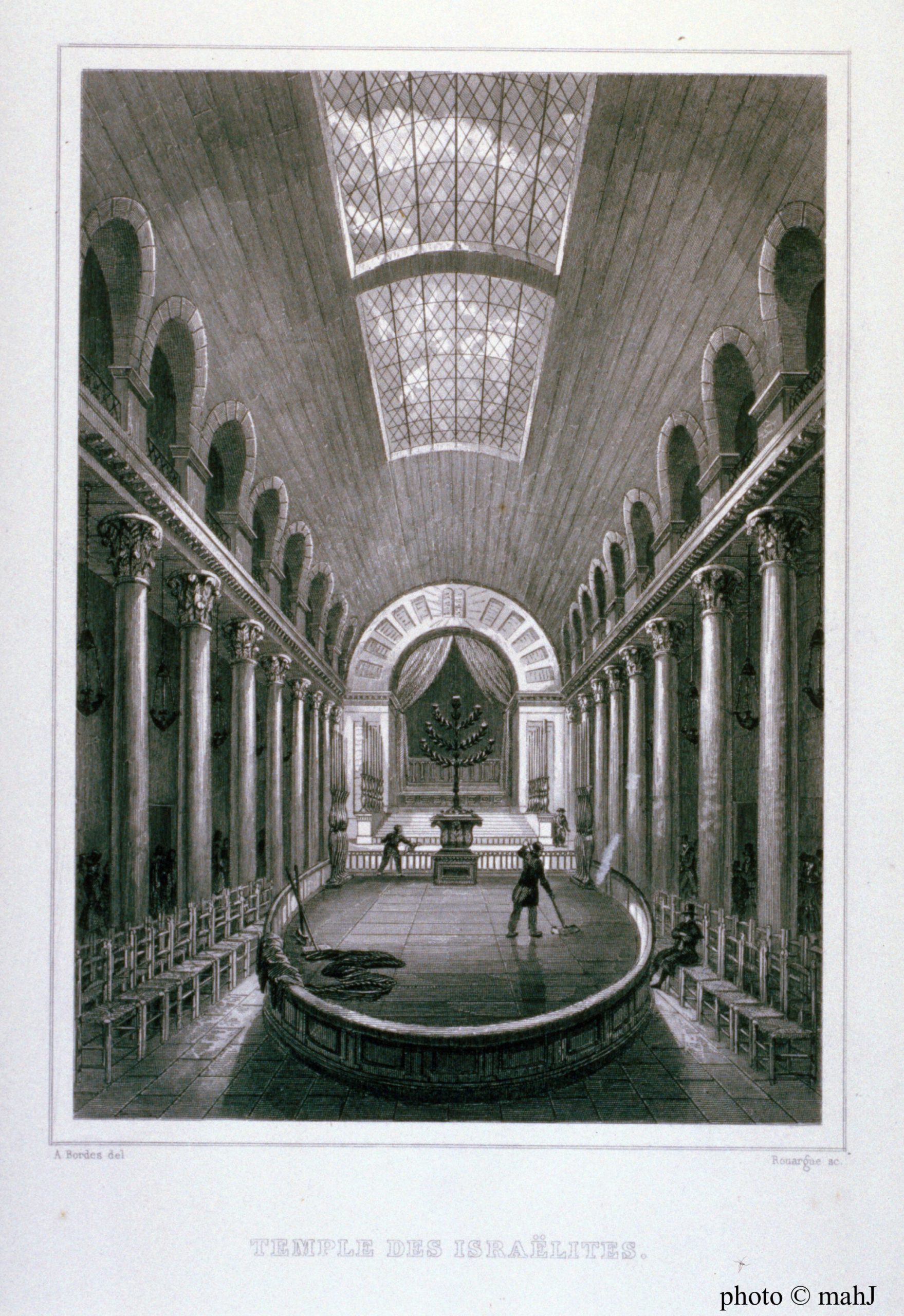 » Temple des Israëlites » en 1845 par Émile Rouargue pour le livre « Histoire de monuments anciens et modernes de la ville de Bordeaux » d’Auguste Bordes