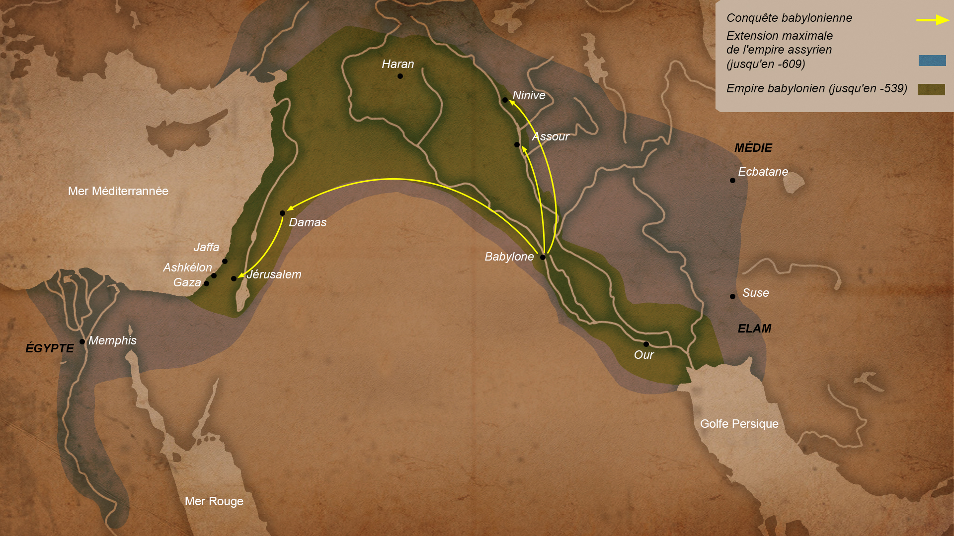 Carte – Empires et conquêtes babyloniennes