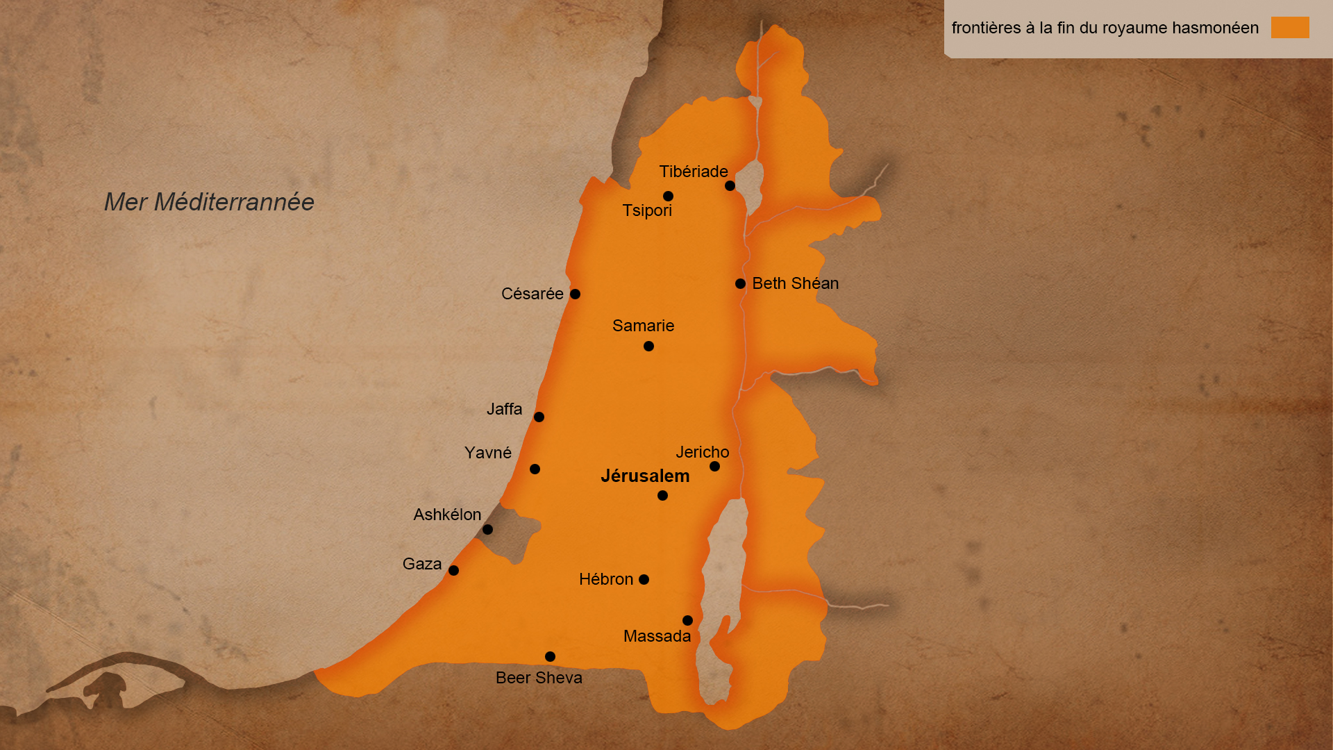 Carte – Royaume hasmonéen au 1er siècle avant l’ère commune