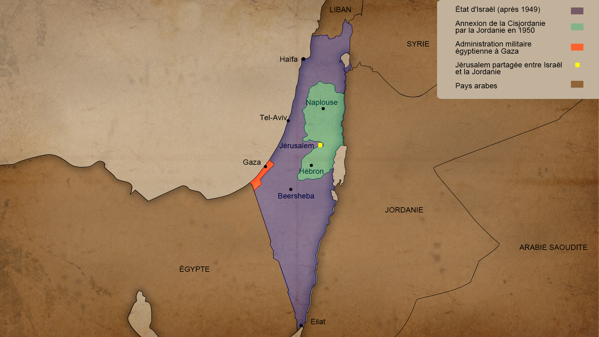 Carte Israël après la Déclaration d’Indépendance