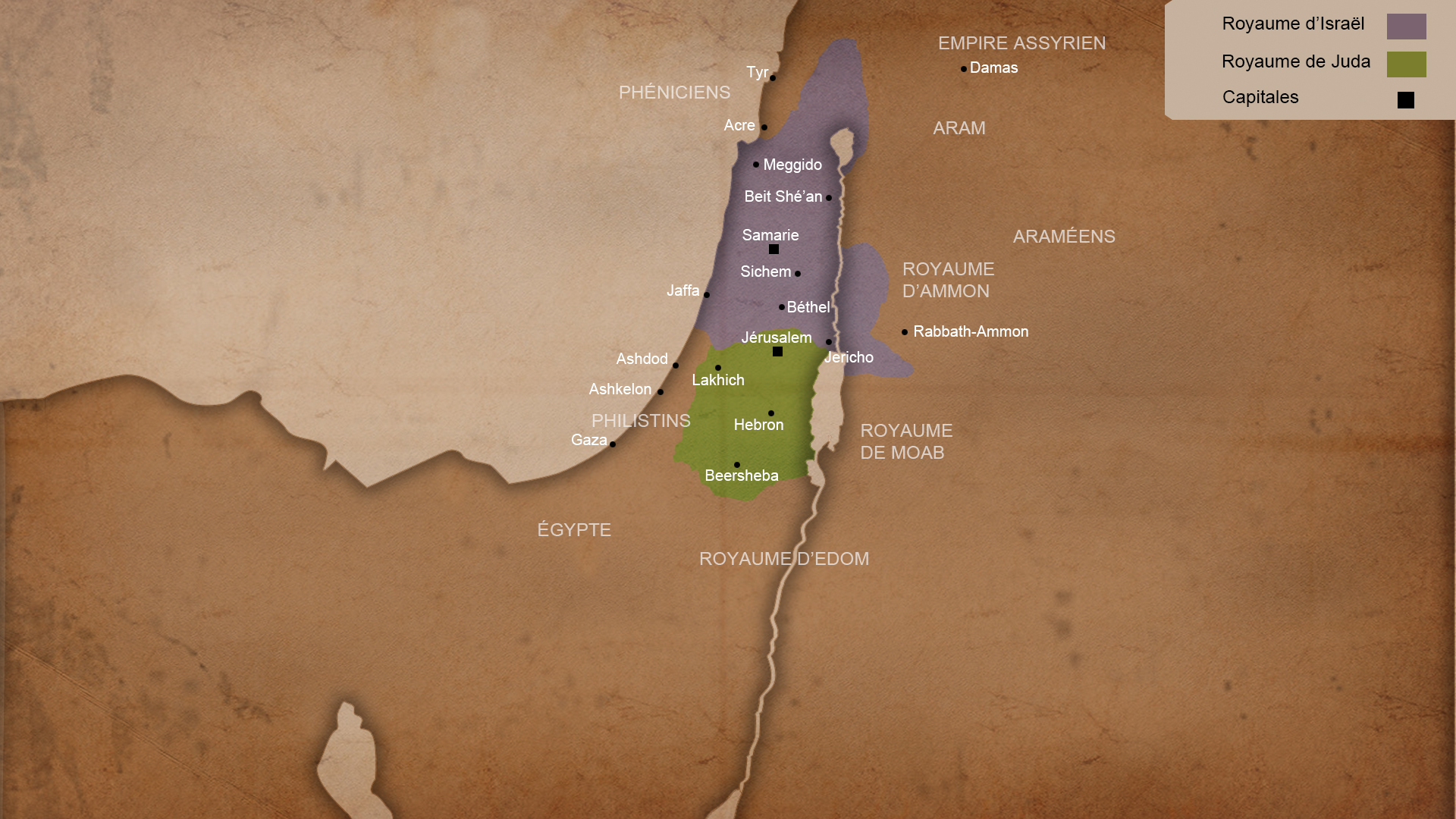 Carte du Royaumes d’Israël et de Juda