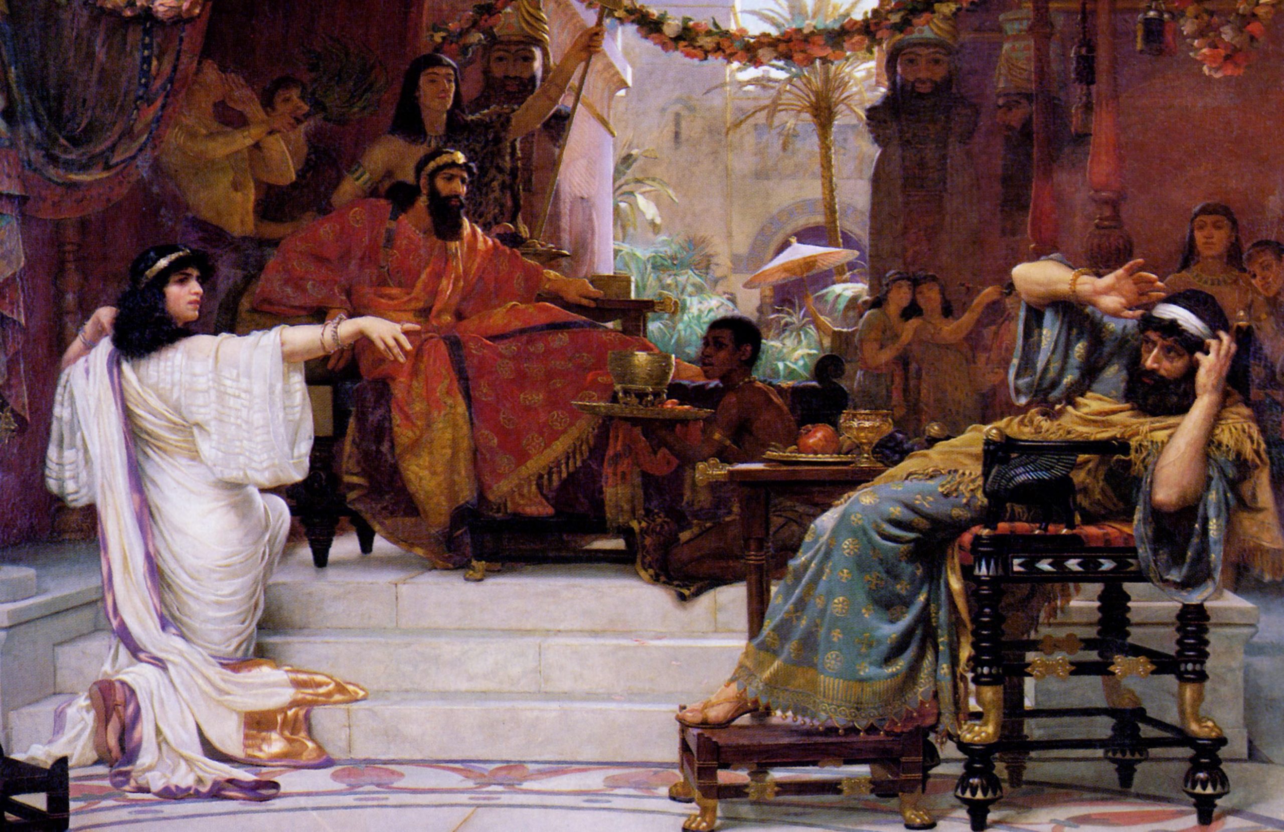 Esther dénonçant l’entreprise d’Haman par Ernest Normand, 1888