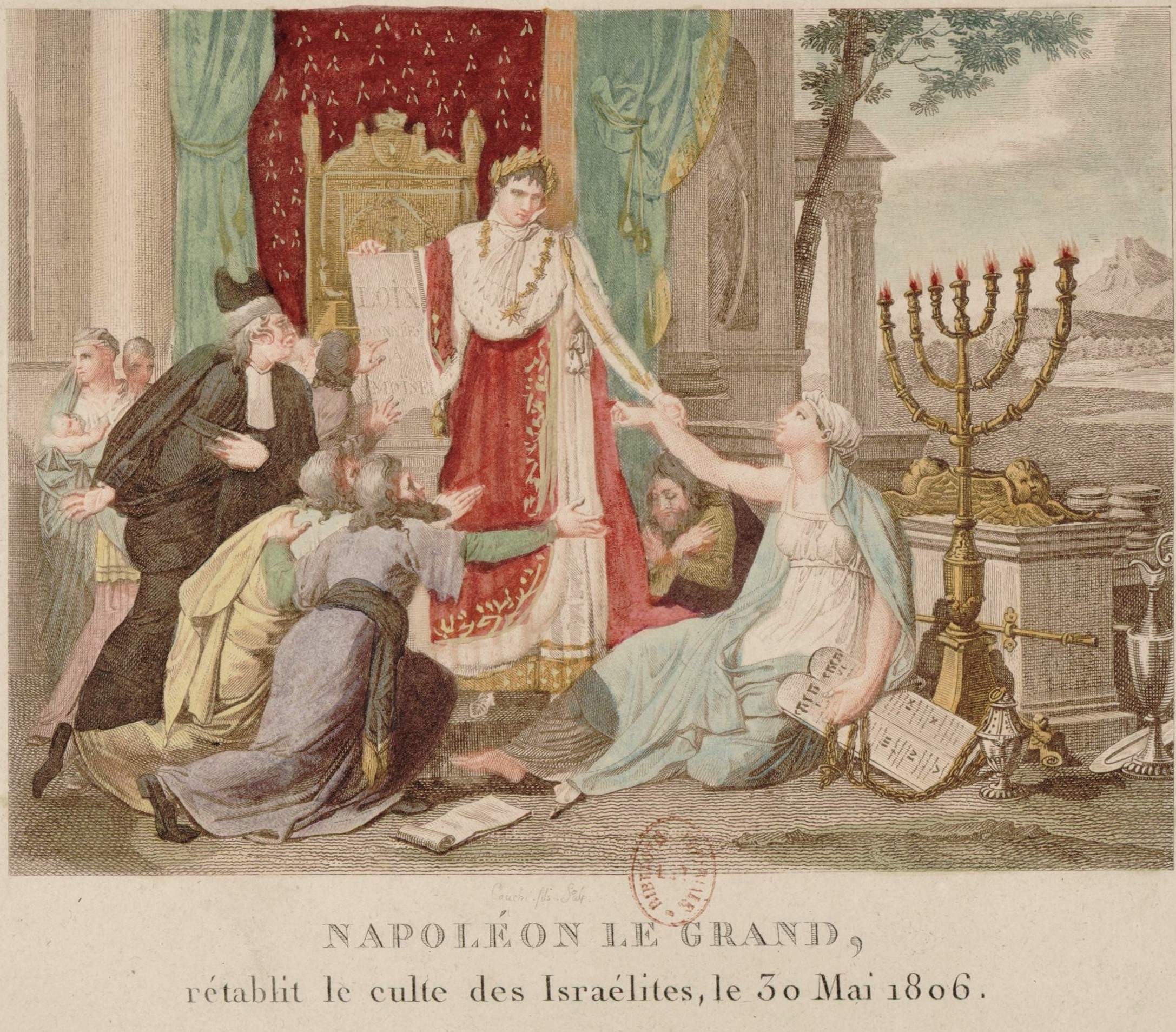 NAPOLÉON LE GRAND rétablit le culte des Israélites, le 30 Mai 1806. par Louis François Couché (illustration)